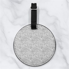 Light Grey Snake Nappa Leather Luggage Tag Round