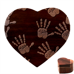 Handprints Hand Print Colourful Heart Wood Jewelry Box