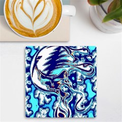 Trippy Dippy Bears Blue Dancing Greatful Dead Skull Steal Your Face Uv Print Square Tile Coaster 