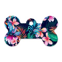Hawaiian Flowers Hawaii Dog Tag Bone (one Side)