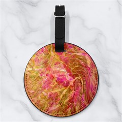 Acid Green Blend Nappa Leather Luggage Tag Round